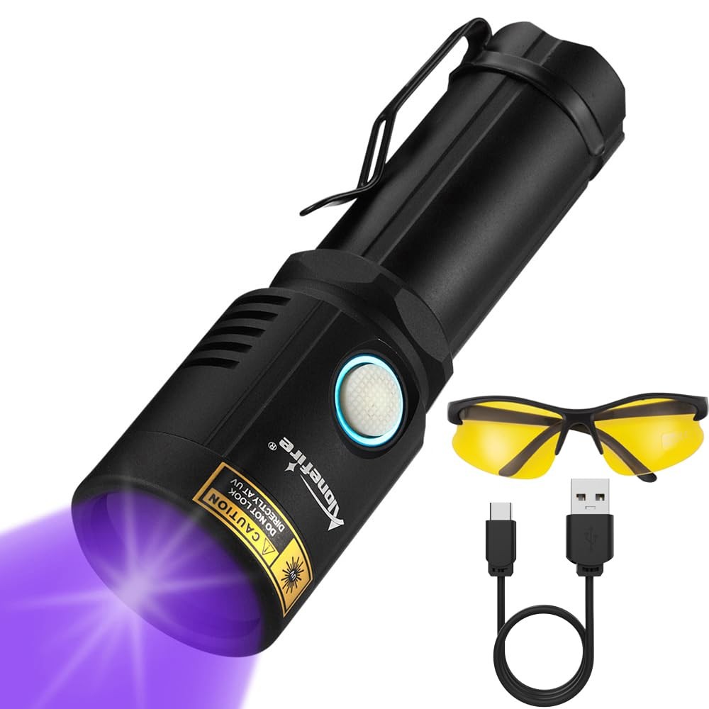 Lampe torche UV 365nm X901UV LED 10W rechargeable USB-C noire en aluminium