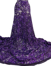 Purple Sequin Fabric 4 Way Mesh Lace Sequin Fabric- 54 Width Sold by Yard