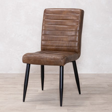 WALNUT LEATHER DINING CHAIR GENUINE LEATHER HIGH BACK RESTAURANT CHAIR