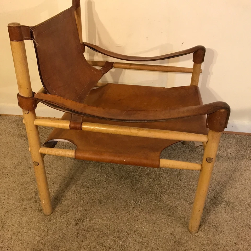 Vintage Arne Norell MCM Mid Century Modern Leather Sirocco Safari Chair - Image 2 of 4