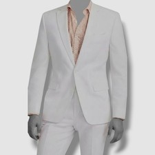 Bar III Men White Slim-Fit Linen Cotton Jacket Pants 2-Piece Suit Sz 36S 32W 30L