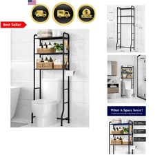 Over Toilet Storage Rack Bathroom Organizer Shelf Toilet Paper Holder Hooks