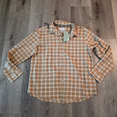 Goodfellow & Co Mens Brown Gingham Check Every Wear Button Up Poplin Shirt XL
