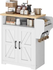 Coffee Bar Cabinet, Kitchen Island with Storage, Farmhouse Sideboard Buffet Cabi