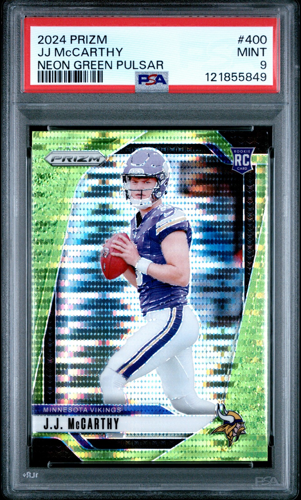 2024 PANINI PRIZM NEON GREEN PULSAR #400 JJ MCCARTHY PSA 9