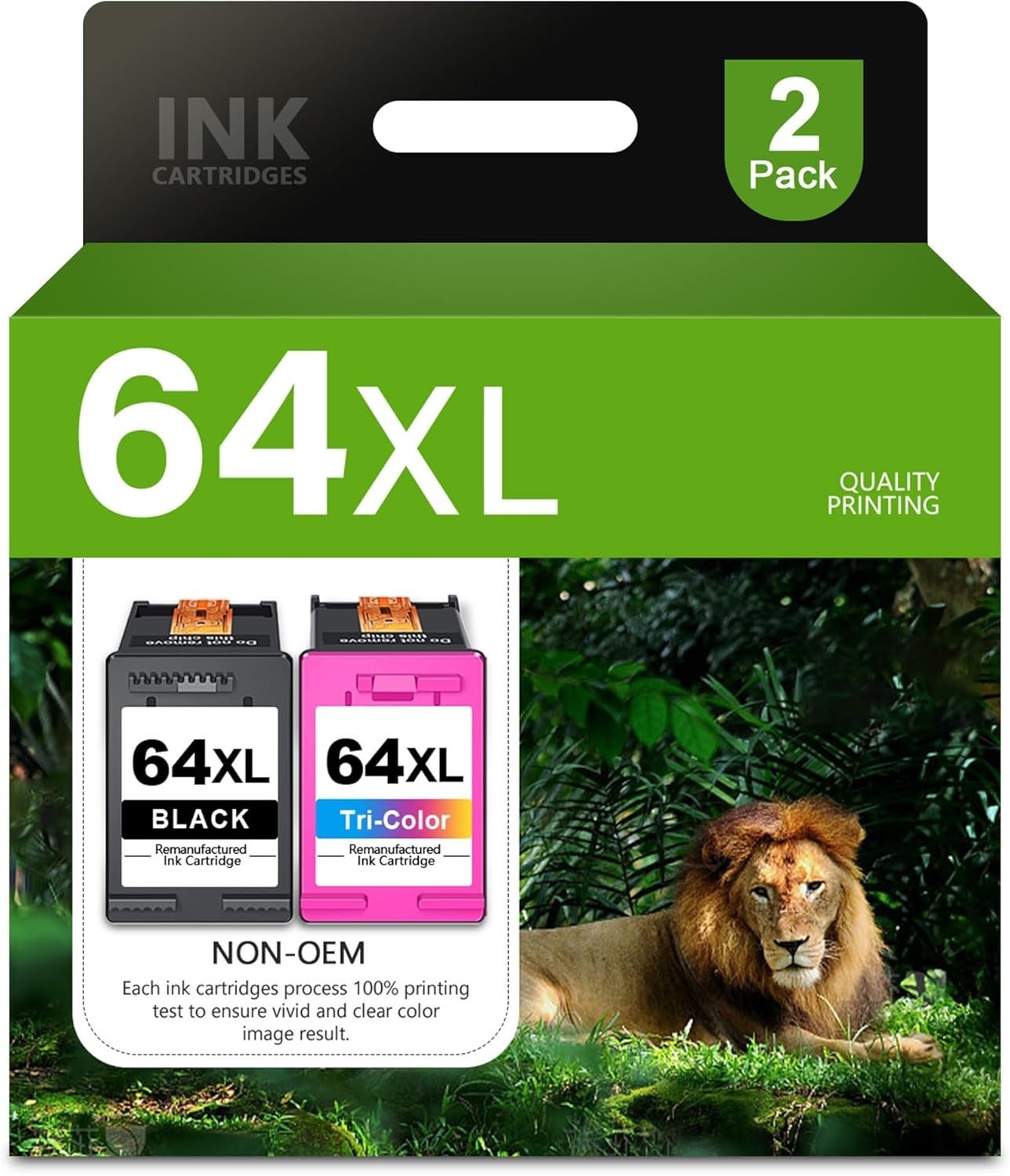 64XL Ink Cartridge Combo Pack for HP Envy & Tango Printers, 2-Pack, High Yield