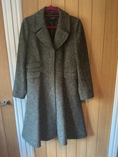 Hobbs knee length fit and flare wool grey/fleck coat SZ 14 excellent condition 