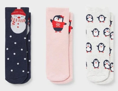 C&A Baby ABS Anti Rutsch Socken Gummierte Stopper 3 Paar Weihnachtssocken NEU
