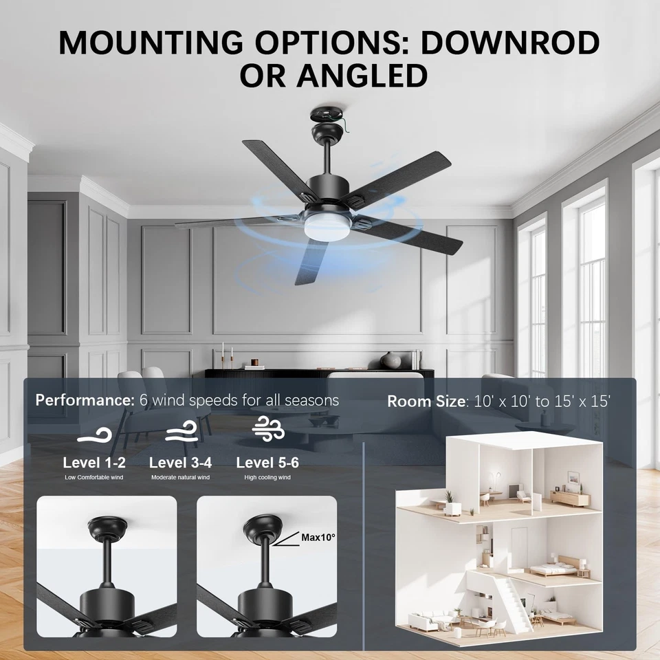 Ceiling Fans with Lights - Outdoor Ceiling Fan with Remote - APP Control,42 I... - Image 4 of 4