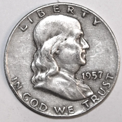 1957-D Franklin Half Dollar - Circulated - Extra Fine - Details - #0964EB