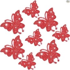 8 Pcs Crystal Rhinestone Bling Butterfly Car Stickers for Body, Bum Color: Red