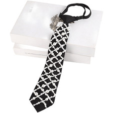 Black Solid Color Bow Tie with Elegant Pearl Accents Handmade for Women and Men