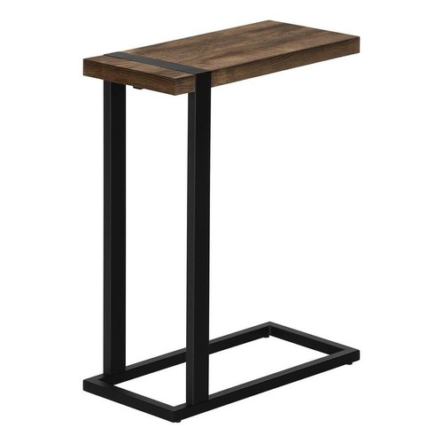 C-Shaped Accent Table Lightweight Metal Frame Reclaimed Wood Modern Side Table - Picture 11 of 12