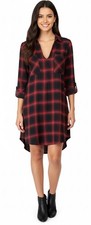 Anthropologie Cloth & Stone Buffalo Plaid Check Soft Dress Tunic Pockets XS