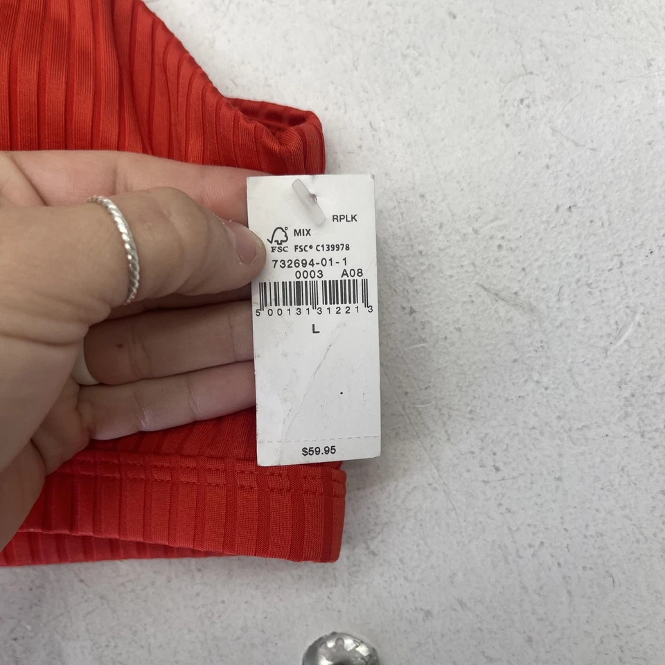 GAP 比基尼游泳上衣女式大号海报红色罗纹胸罩包裹三角 V 领 — 第 2/4 张图片