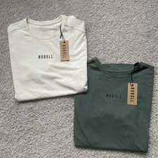 2X LOT NoBull Men's Deltapeak Synth Textured Tech Tee Shirt Ivory and Green