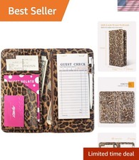Server Book for Waitress Book with Zipper Pocket, 5x9 Leopard Magnetic Closur...