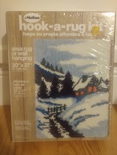 Malina Hook A Rug Kit Winter Scene 20  x27" Area Rug Wall Hanging 25/33 Vintage