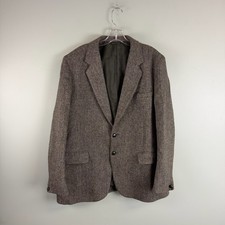 Harris Tweed Jacket Mens 44 R Brown Green 100 Wool Nice Cond. United Kingdom