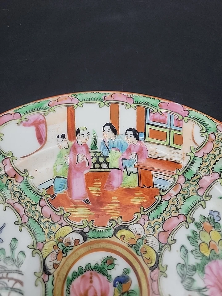 8 Rose Medallion Antique Hand Painted  8 3/4" Plates - Image 4 of 4