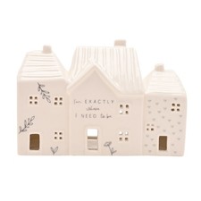 White Ceramic House Tealight Holder Figurine Candle Holder Ornament Home Decor