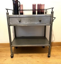 Industrial Vintage Steel Trolley Bar Cart / Medical Trolley. Good Condition