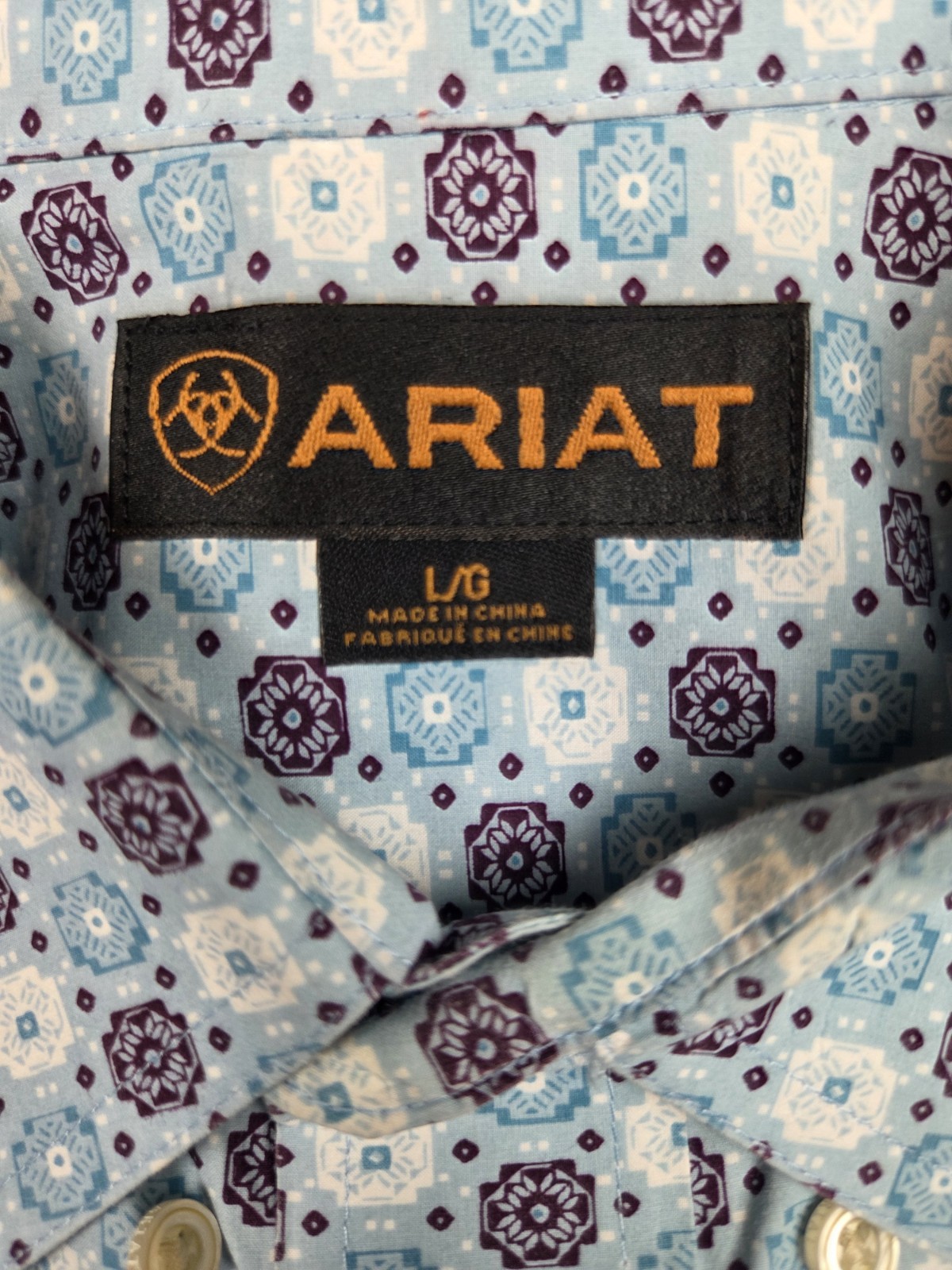 Ariat Blue Geometric Pattern L/S Button Down Shir… - image 8