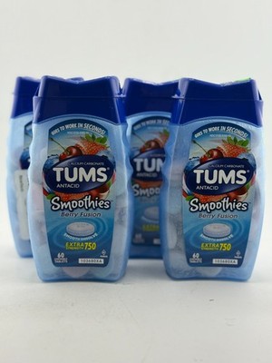 TUMS 4 Pack Extra Strength Smoothies Antacid Chewable Tabs, Berry Fusion, 750 mg