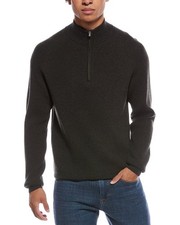 Amicale Cashmere Two-Tone Plaited Rib Cashmere 1/4-Zip Sweater Men's