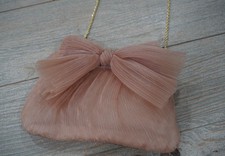 Loeffler Randall Rayne Pliss  Clutch Purse Dusty Rose Detachable Gold Chain