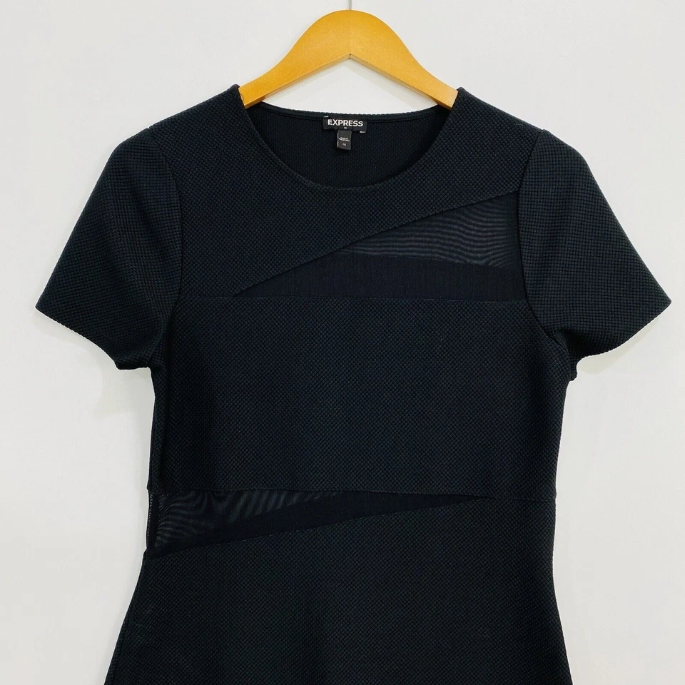 Vestido ceñido al cuerpo Express para mujer talla 10 negro elástico cremallera lateral manga corta Foto 2 de 4