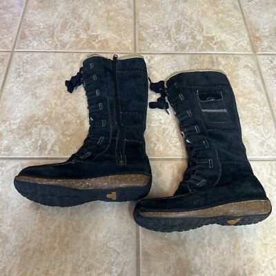 Timberland Boots Sz 7.5 Black Suede Earthkeepers Snow Winter Tall Shoes Sherpa