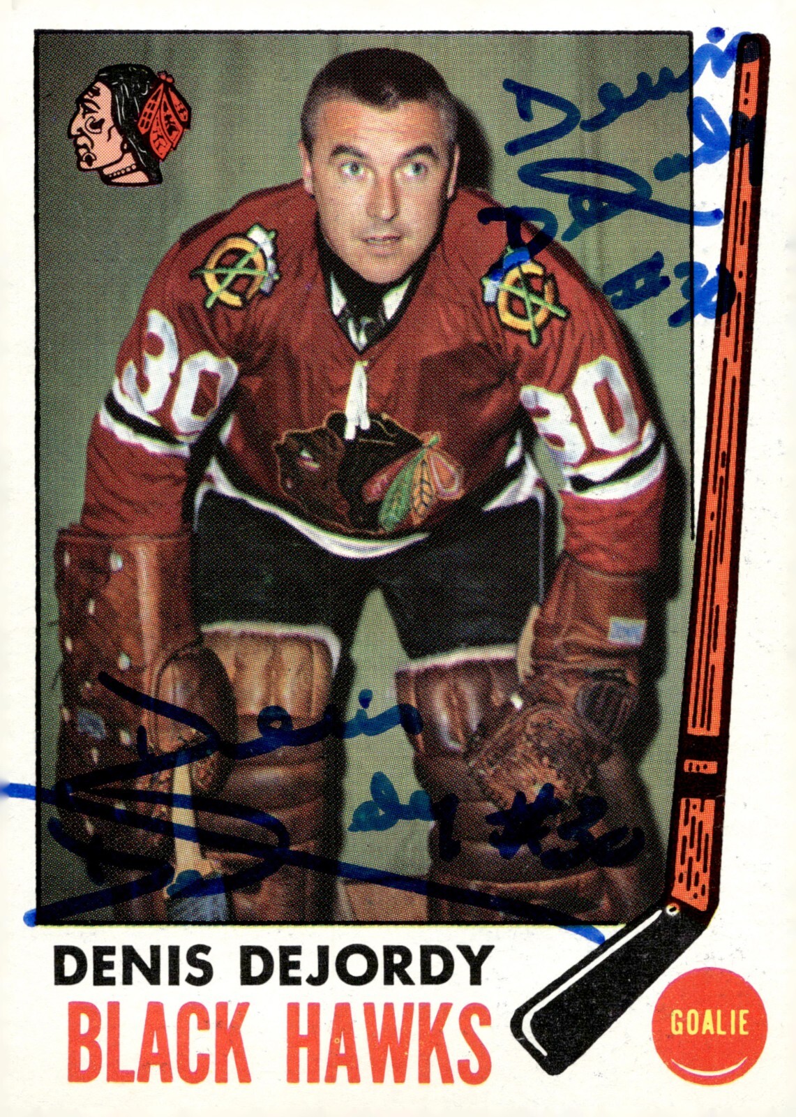 Denis DeJordy - Signed 1969-70 O-Pee-Chee Card #66 READ