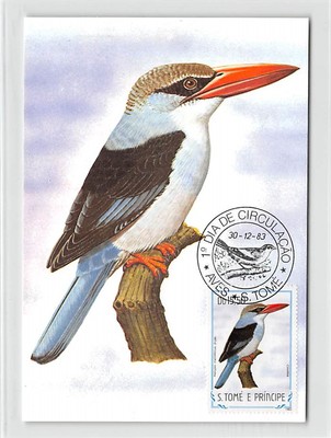SAO TOME MK 1983 VÖGEL PRINCIPE-ZÜGELLIEST-HALCYON CARTE MAXIMUM CARD MC /m294