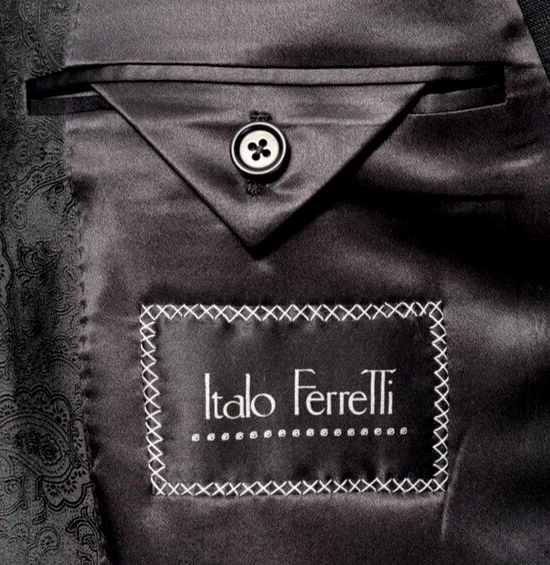 $3K Italo Ferretti 100% Seda Negro/Blanco Paisley 2Btn Chal Esmoquin Chaqueta 50 40R Foto 4 de 4