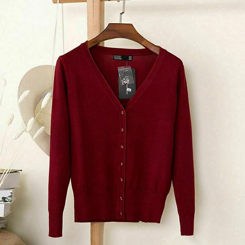 Womens Cardigan Long Sleeve Ladies Knitted Top Outwear Cardigans Plus Size 8-24 - Picture 22 of 39
