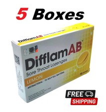 5x DIFFLAM Lemon AB Sore Throat Lozenges 12’s Kill Bacteria Free Shipping