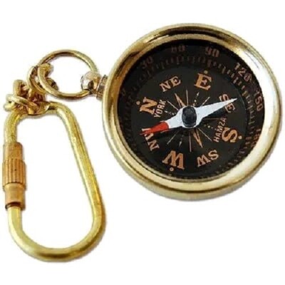 Lot of 10 Pcs Pocket Brass Compass Directional Hiking Camping Survival  Keychain