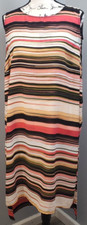 Vince Camuto Tunic Dress Womens XL Multi Striped Sleeveless Keyhole Back Slit