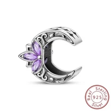 MULA 925 Sterling Silver DIY Charm Bead AAA CZ Lotus Cat Moon For Women Bracelet
