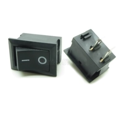 5× Rocker Switch Rectangle Power ON OFF 20×13mm Snap-in Black 2 Pin 12V ...