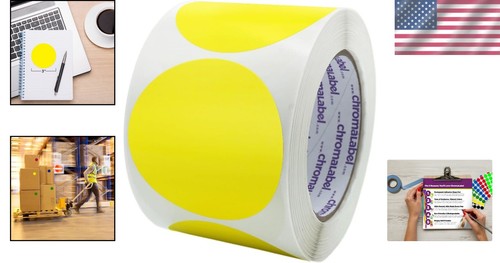 Versatile 3-Inch Yellow Adhesive Dots - 500 High Visibility Label Stickers - Picture 2 of 7