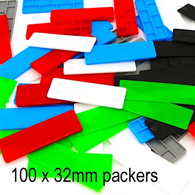 Flachverglasung Packer 100x 32mm Kunststoff gemischt Unterlegscheibe Fenster UPVC Abstandhalter Bodenbelag PVC