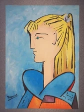 Pablo Picasso (Handmade) Drawing on antique paper Signed and Sealed size 21x29.5