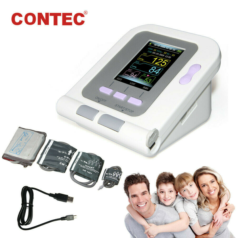 Monitor digital de presión arterial CONTEC08A brazo superior adulto/pediátrico 4 puños BP + SW