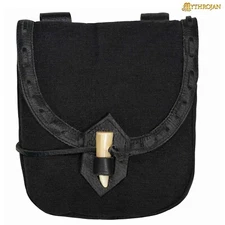 Medieval Belt Pouch Bag with Horn Toggle Closure Cosplay Renaissance Bag Black