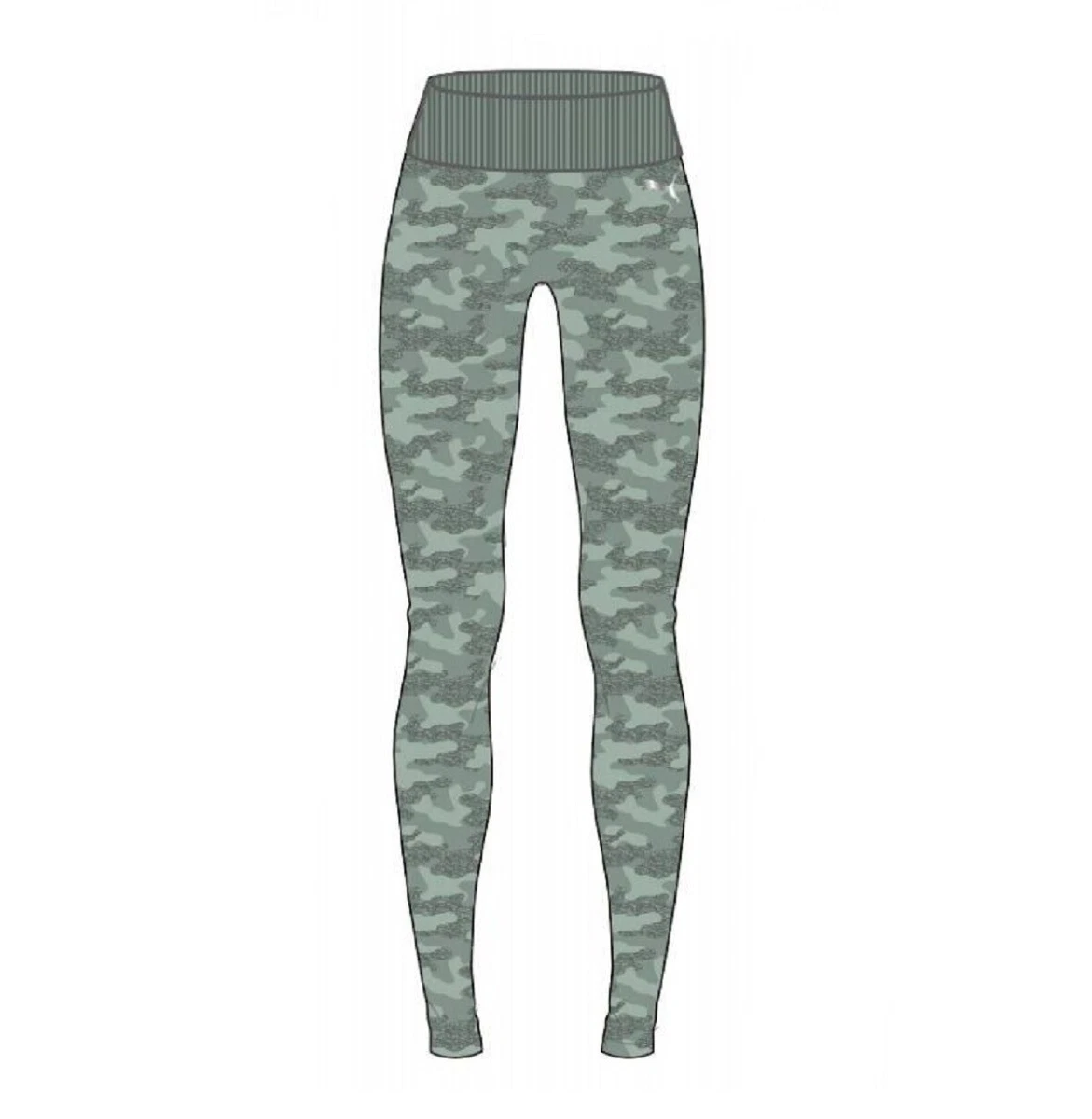 Puma Women's Olive Green Pattern Logo High Waisted Seamless