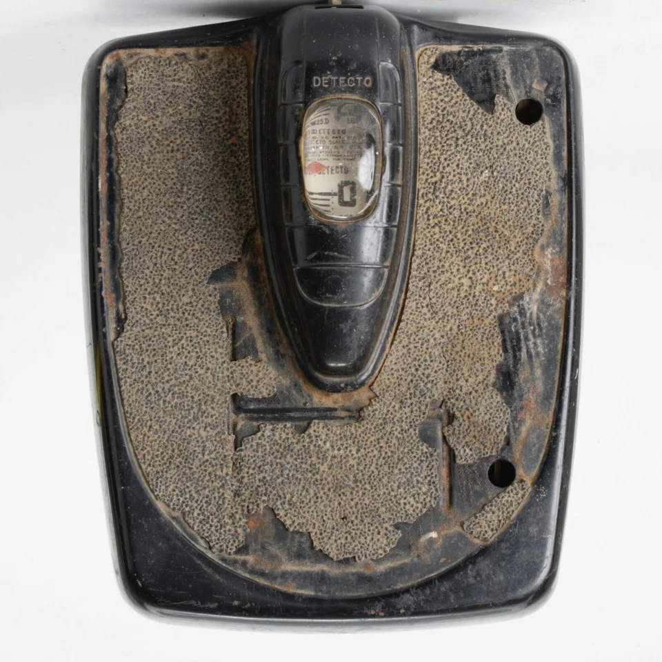 Báscula de baño vintage Detecto Mid-Century Art Deco esfera burbuja cromada negra Foto 2 de 4