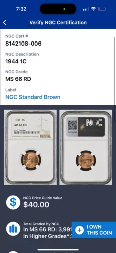 1941 Wheat Reverse Lincoln Cent 1C NGC MS66 RD