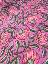5 Yard Indian Handmade Natural Cotton Sanganeri Hand Block Print Floral Fabric